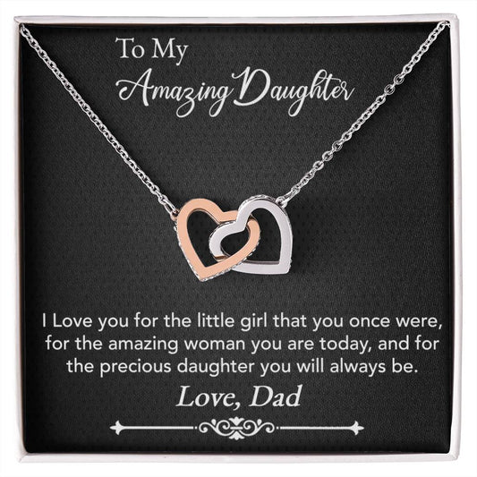 Amazing Daughter Interlocking Hearts Necklace - Give Smiles Away