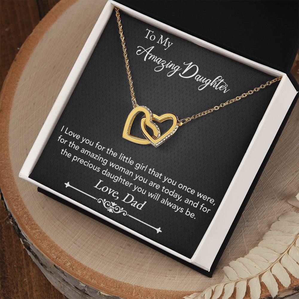 Amazing Daughter Interlocking Hearts Necklace - Give Smiles Away