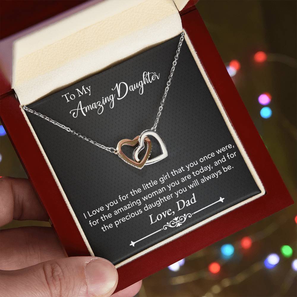 Amazing Daughter Interlocking Hearts Necklace - Give Smiles Away