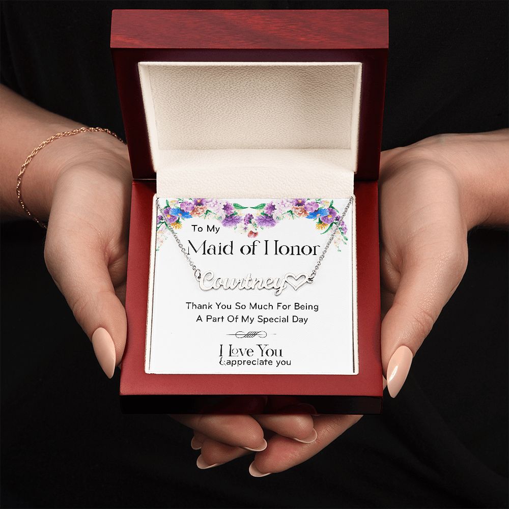 Maids Of Honor Appreciation Gift - Name Necklace - Give Smiles Away